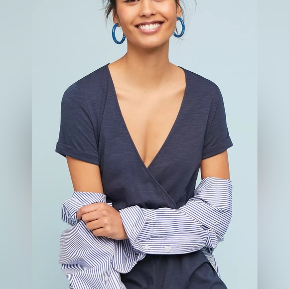 Anthropologie Saturday Sunday Elmira Jumpsuit Romper Navy Blue Color size Small - Picture 3 of 10